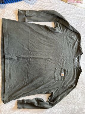 Carhartt Men's Long-Sleeve Pocket T-Shirt in Olive Green XL workwear fall casual